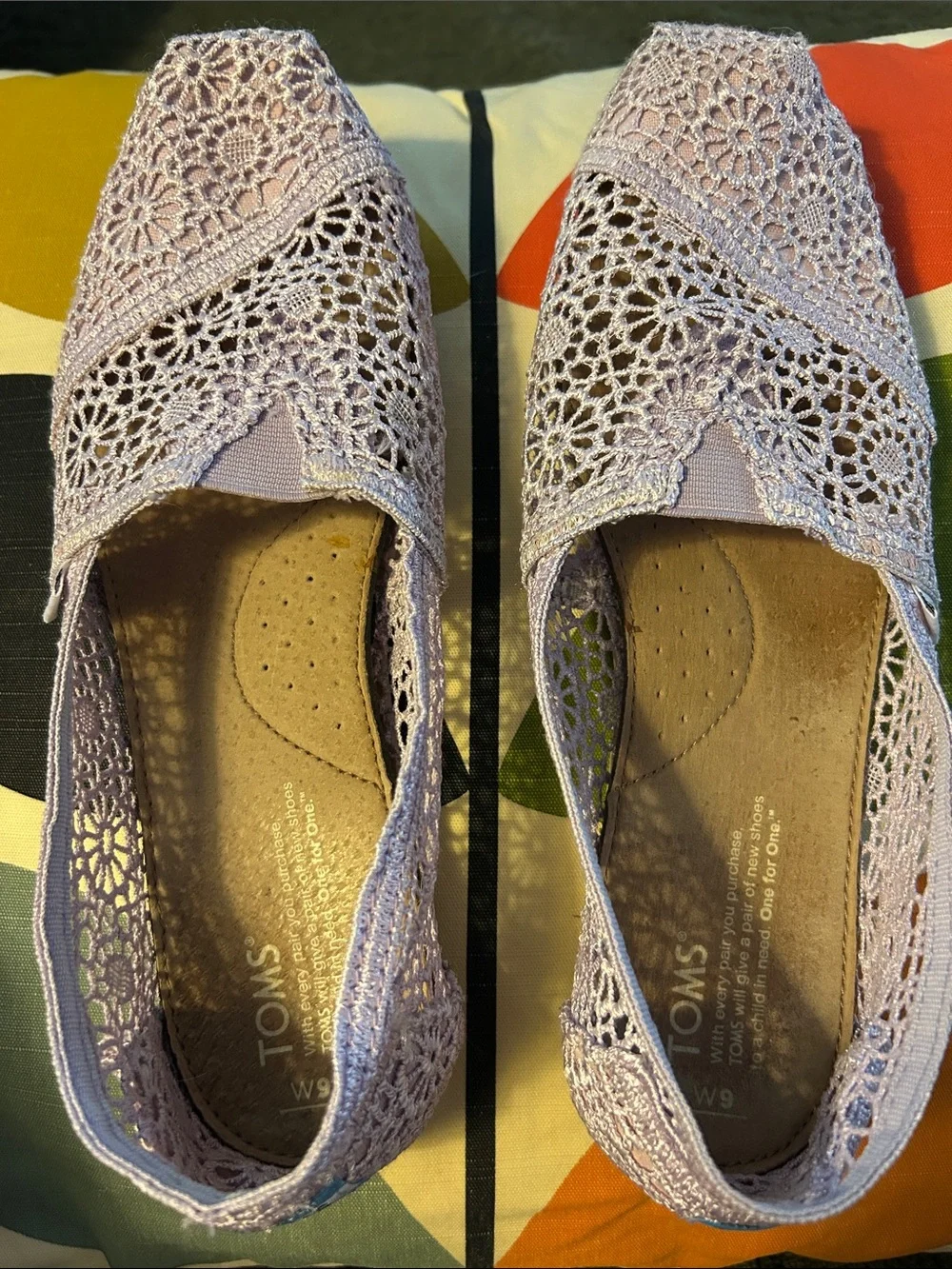 Toms Light Lavender Crochet Slip-On Flats